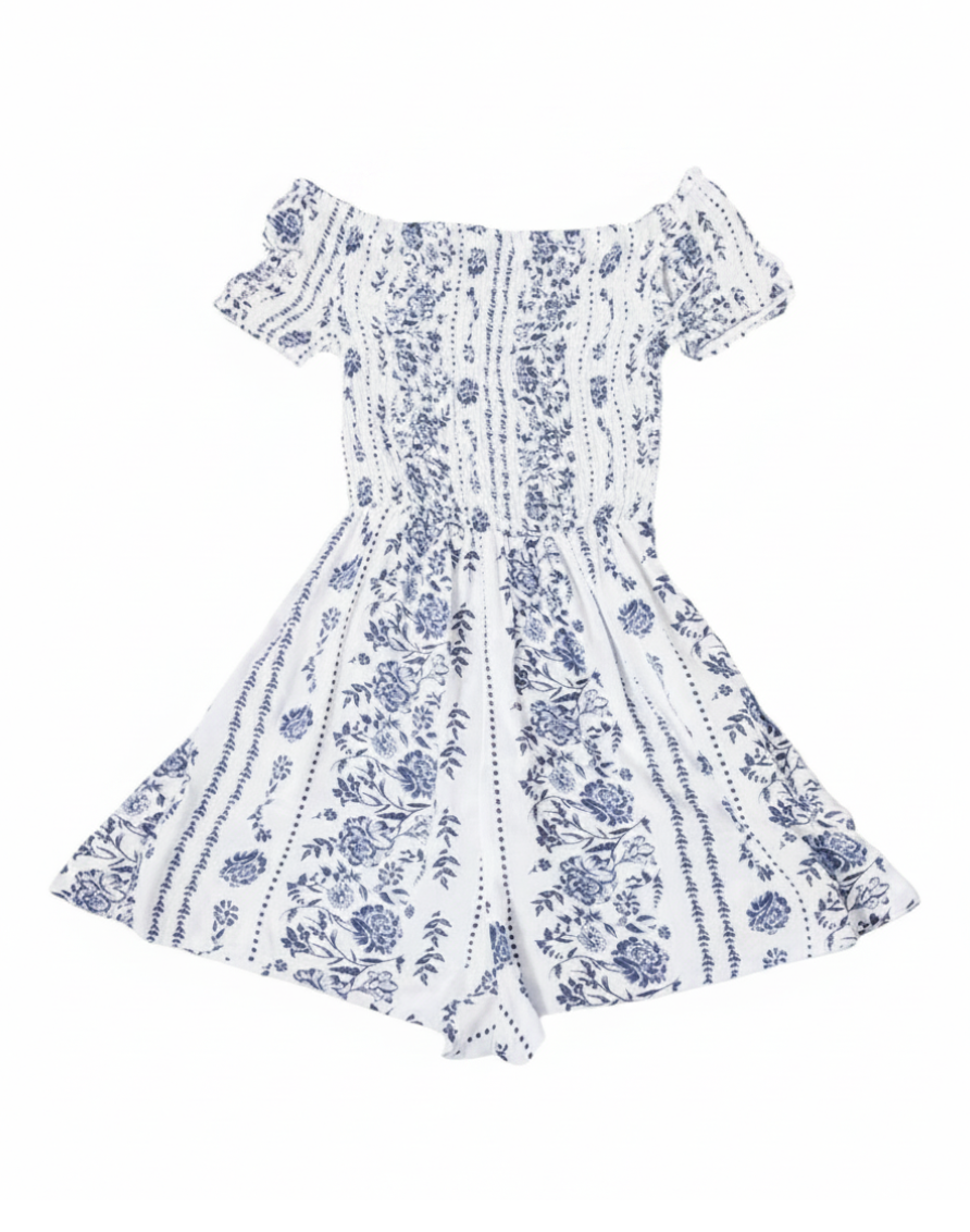 White & Blue Floral Dress
