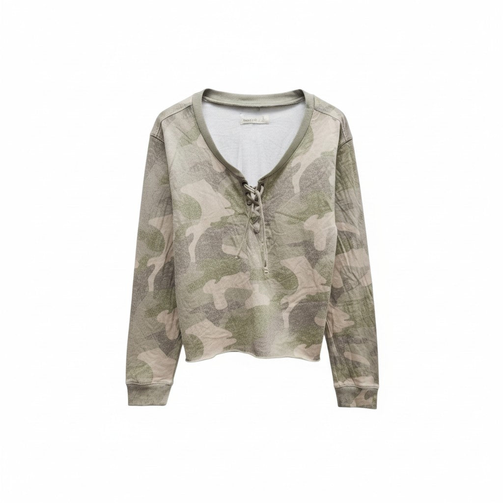 Hollister Camo Lace-Up Cropped Sweatshirt