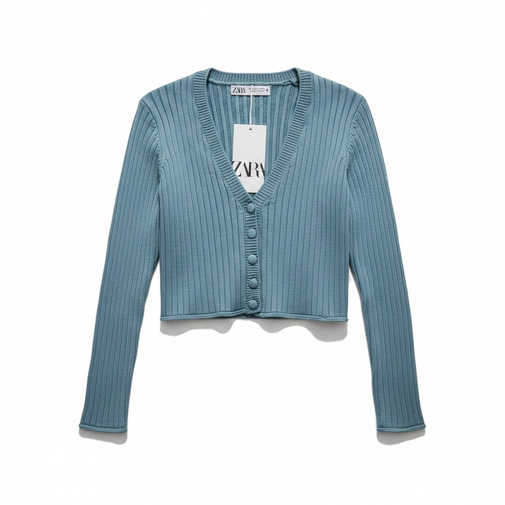 Zara Turquoise Knitted Cardigan