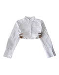 Belt Detail White Crop Shirt