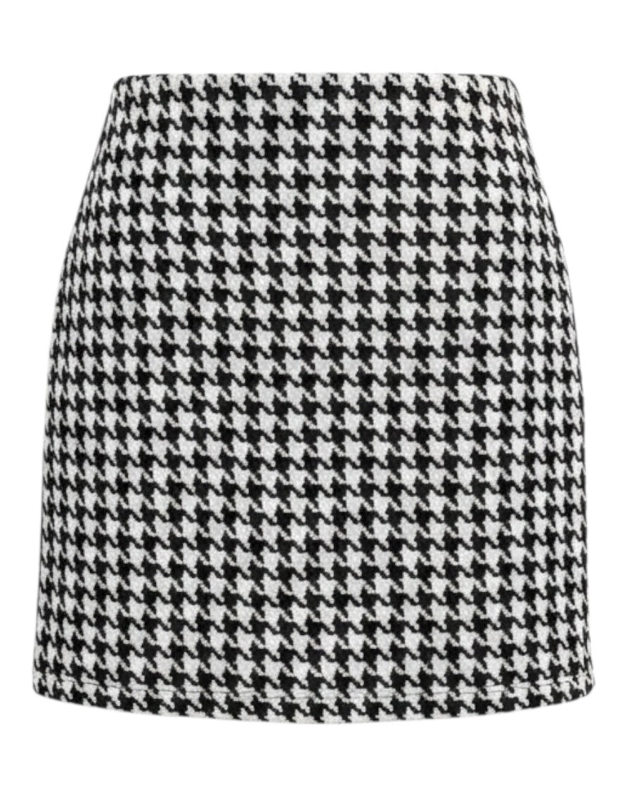 Mango Checkered Black & White Skirt