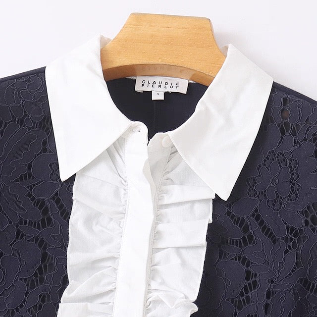 Claudie Pierlot Bi-material Lace Shift Dress