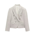 Linen-Blend Cropped Double-breasted Blazer