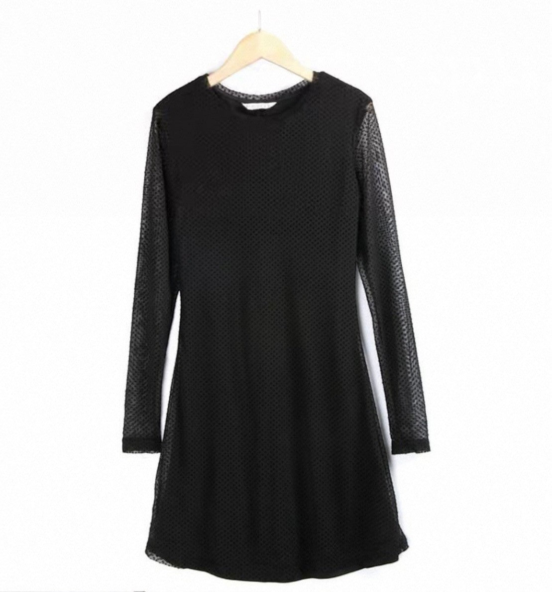 Stradivarious Chiffon Spot Long Sleeve Dress