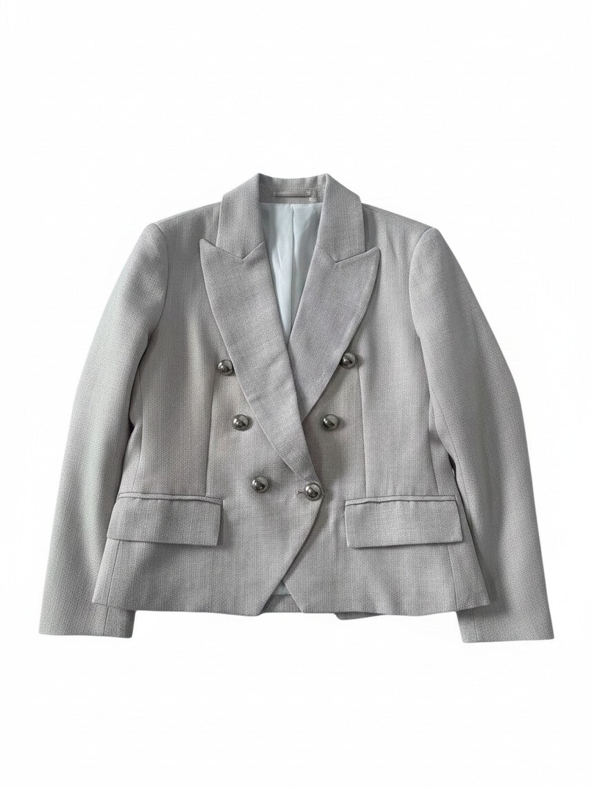 Linen-Blend Cropped Double-breasted Blazer