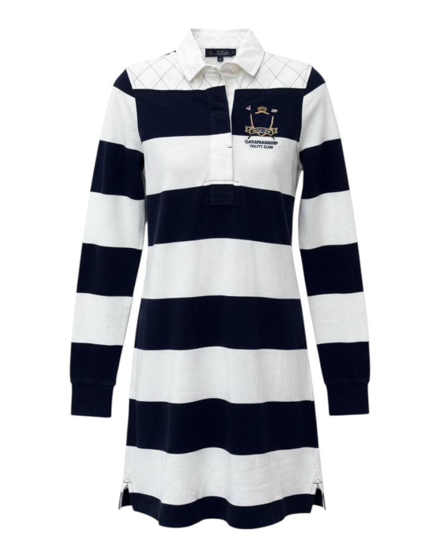 Regatta Club Black and White Collared Stripe Dress