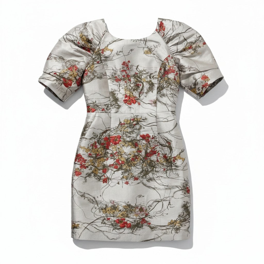 Munthe Embroidered Cocktail Midi Dress