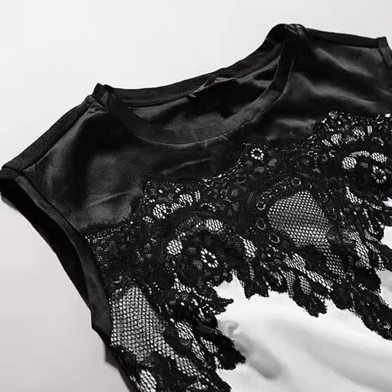 (Italy) Kocca Black & White Lace Sleeveless Dress