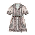Paisley Collared Dress with Belt