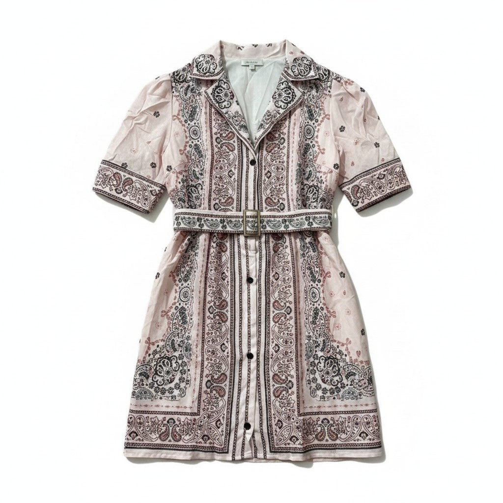 Paisley Collared Dress with Belt