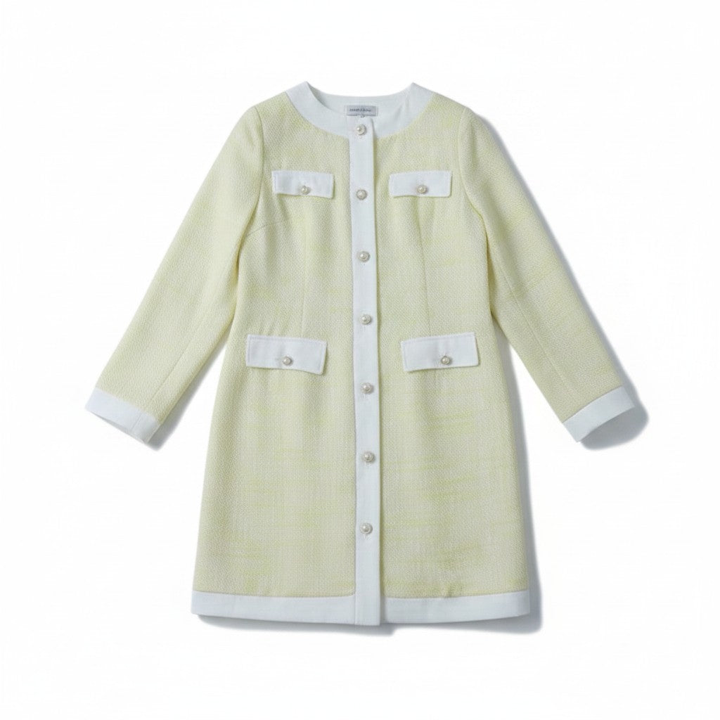 Tweed Buttoned Long Sleeve Dress