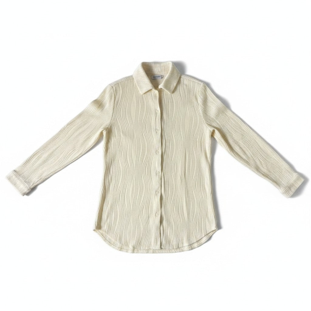 R&B Cream Wavy Pattern Long Sleeve Shirt