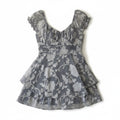 Thirty Thirty Chiffon Grey Blue Floral Dress