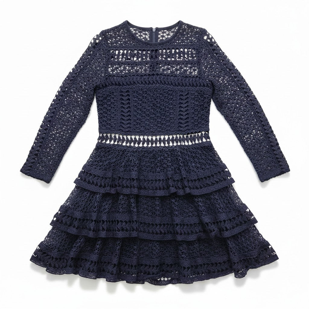 LINN AHLBORG × NA-KD Lace Crochet Ruffle Cake Dress