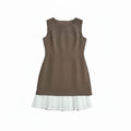 Brown & White Pleated Dress