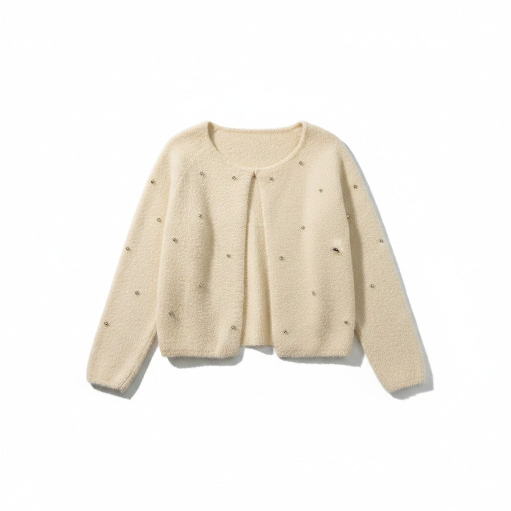 Saison de Papillon Beaded Cream Cardigan