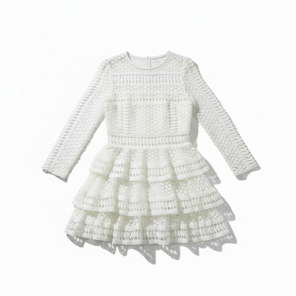 LINN AHLBORG × NA-KD Lace Crochet Ruffle Cake Dress