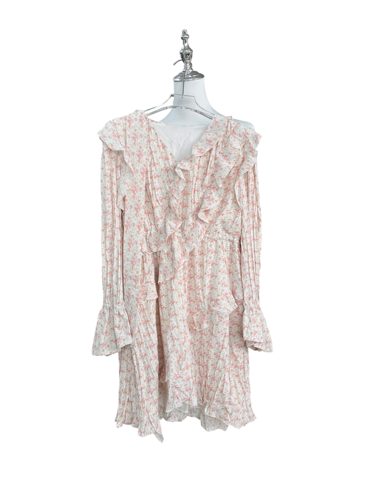 Chiffon Ruffle Long Sleeve Dress