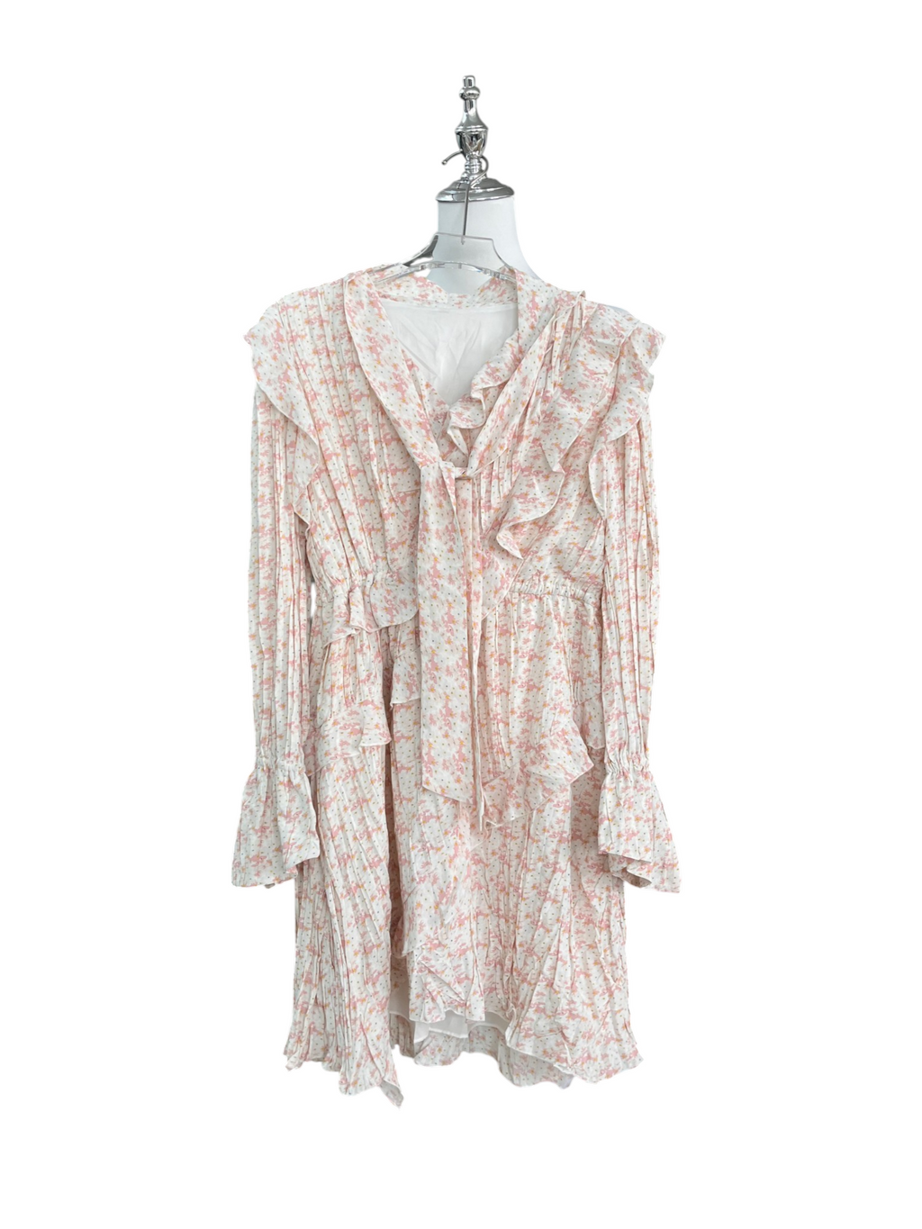 Chiffon Ruffle Long Sleeve Dress