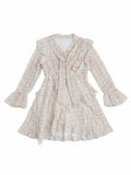 Chiffon Ruffle Long Sleeve Dress