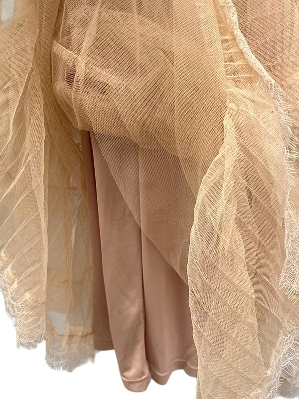 Peach Lace Layered Skirt